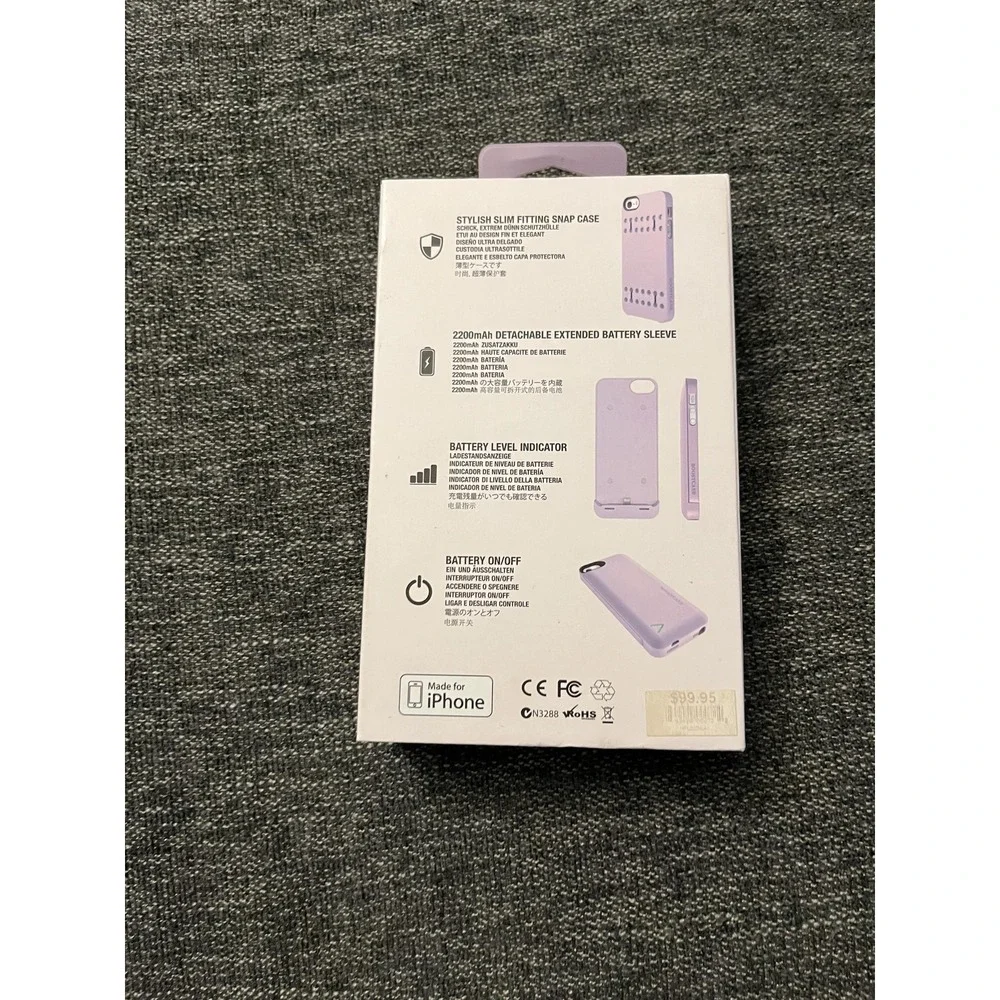 Boostcase Hybrid Battery Case IPhone 5 5s Purple Detachable 2200mAh Power Cover